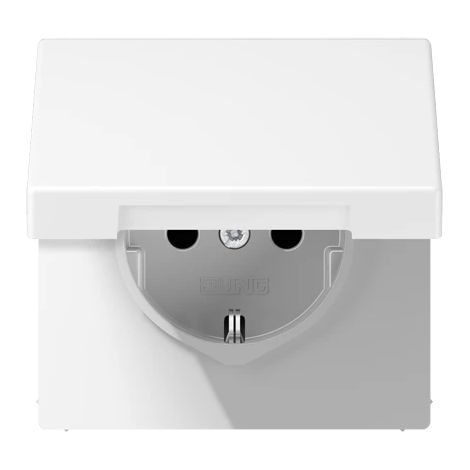 Jung Presa SCHUKO®, 16 A 250 V , coperchio incernierato, termoplastica verniciata, serie LS, bianco neve opaco LS 1520 BFKL WWM