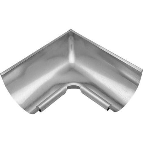 ZAMBELLI Rinnenwinkel 90 Grad (Innenwinkel) verzinkt Dachrinnenwinkel mit Wulst innen für Dachrinne halbrund, ohne löten, 125 mm / 280/7 tlg Silber