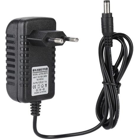 Adaptateur de chargeur Li Ion 25.2V/1A à charge rapide, entrée 100‑240V, protections multi-niveaux, prise EU