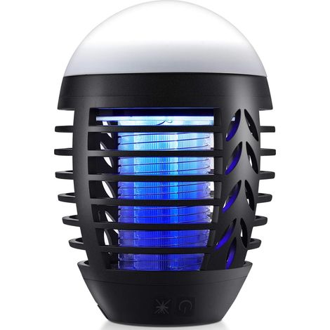 Piège à moustiques anti-insectes avec lampe de camping intégrée pour l'intérieur et l'extérieur, sans fil et muni d'un crochet. (1/5)