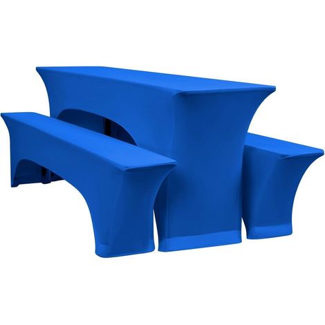 Housses extensibles pour bancs et tables de bistrot, lot de 3, bleu (1/5)
