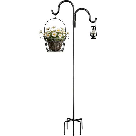 Crochet de berger de jardin 193 cm Pour mangeoires à oiseaux Double crochet avec 5 crochets de base Pour lanternes et plantes Distributeur de nourriture (1/5)