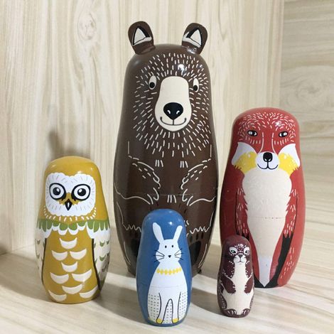 Autres décorations de Noël, poupées russes Matriochka en fer à empiler, ensemble de 5 pièces en bois, jouets amusants faits à la main pour enfants, décoration de Noël, de la fête des mères et d'annive