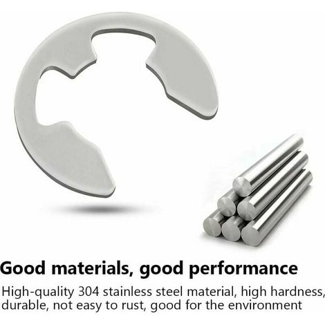 Surtido de 120 anillos de retención de acero inoxidable 304 de 1,5 mm a 10 mm, kit de anillos de retención tipo E con caja de almacenamiento (1/5)