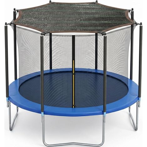 Parasol pour Trampoline 305 cm (10ft) - Voile d'ombrage Octogonale PE 85g/m² Anti-UV pour 8 Barres - Toit Perméable (Diagonale 305cm / Écart Latéral 280cm) pour Jardin PE Matière respirante (1/5)
