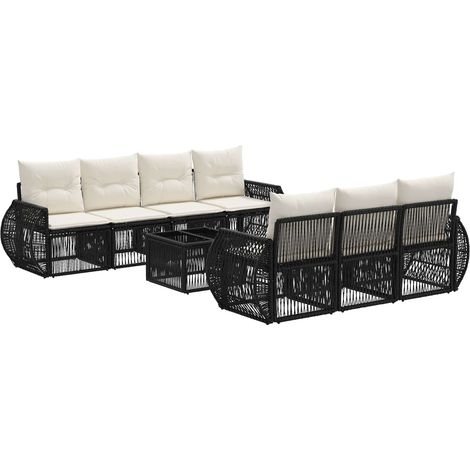 Conjunto de sofás de jardín 8 uds. Negro ratán sintético vidaXL (1/5)