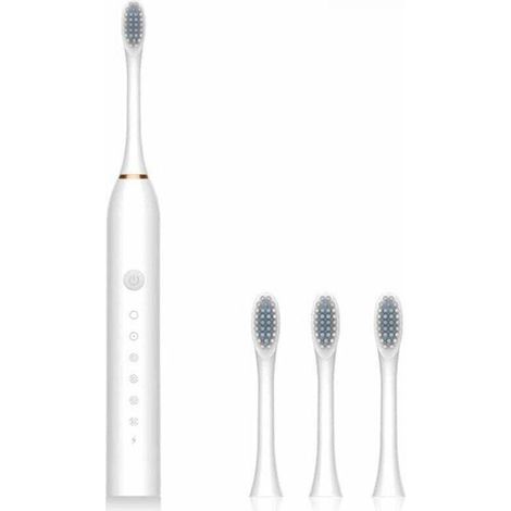 Portable Electric Toothbrush IPX7 Waterproof Rechargeable 6 Speeds Home Bathroom Cleaning Device, White (1/5)