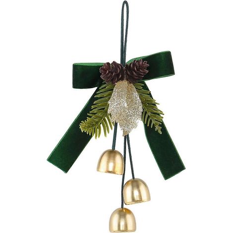 Velours nœud décoratif cloche Noël décoration suspendue, festif couronne, pour porte fenêtre hiver décoration,F