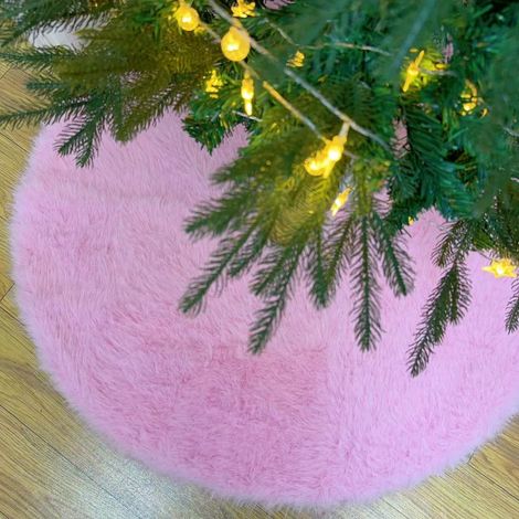 Christmas Tree Skirt - Faux Fur - 120 Cm Diameter - Rustic Fluffy Plush Mat For Holiday Decor - 1 Piece (1/5)