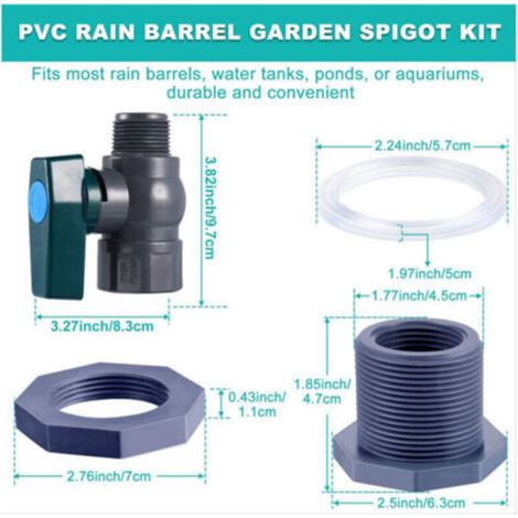 Raccordement des réservoirs d'eau en PVC : robinet, récupérateur d'eau de pluie en PVC de 1 pouce avec raccord de cloison et adaptateur de tuyau (1 pouce)