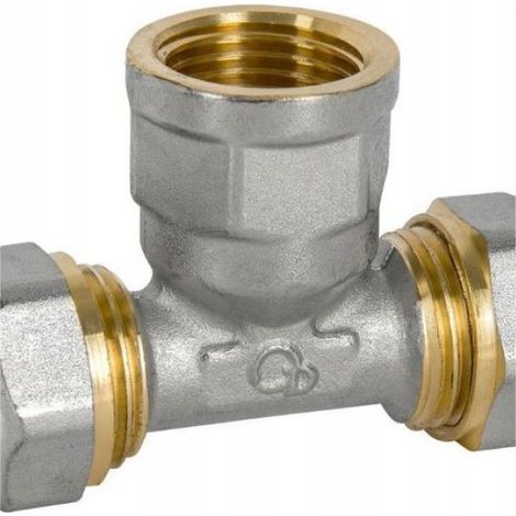 Té - PEX-AL-PEX - 20x3/4x20 mm - Filetage Interne - Eau Chaude Froide Chauffage Central - 1 Pièce