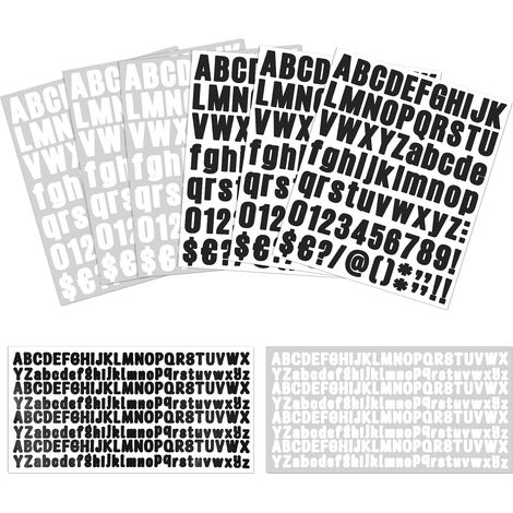 Autocollants Lettres, 8Pcs Alphabet Lettre et Autocollants, Chiffres Adhesifs Autocollant Boîte aux Lettres pour Maison Appartement Adresse Fenêtre Porte Voiture Camion(Noir et Blanc) (1/5)