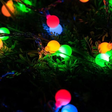 10 Mètres Guirlande Lumineuse Boules Colorées 100 LED Lighting Lampe Ambiance pour Décoration Chambre Noël Arbre Mariage Terrasse (1/4)