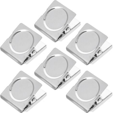 Lot de 6 pinces magnétiques en métal pour réfrigérateur, tableau blanc et notes.-3.40X3.00X2.80CM-Silver (1/4)