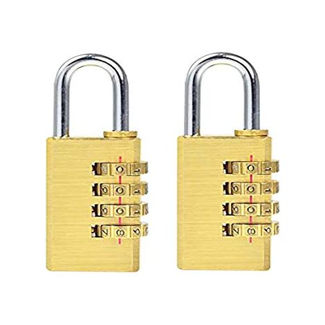 ZOLGINAH Lot de 2 Cadenas à Combinaison à 4 Chiffres,Cadenas à Combinaison in Laiton,Serrure à Combinaison à 4 Chiffres,Laiton Massif,pour Maison,Bureau,Casiers de Rangement,Casiers de Gymnastique (1/5)