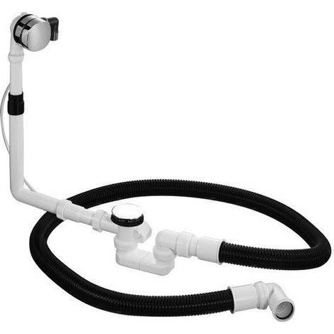 Robinet d'évacuation / trop-plein QUADROVALavec Bec de bain flexible chroméé
