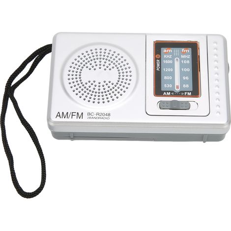 AM/FM-Radio, silbergrau, Taschenformat, kompakt, schlichtes Design, batteriebetrieben (AA-Batterien), ideal für Eltern und Großeltern (1/5)
