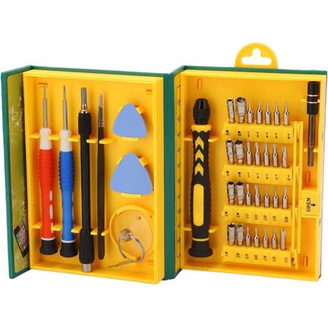 Kit di punte multifunzione con impugnatura per cacciavite da 38 pezzi per macchine di smontaggio - Set di strumenti di precisione per la manutenzione degli strumenti per lo smontaggio del telefono (1/4)