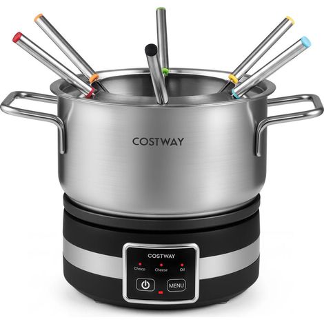 1200 W service à fondue électrique 2,3 L, appareil à fondue inox amovible pour fromage, chocolat ou bouillon (1/2)