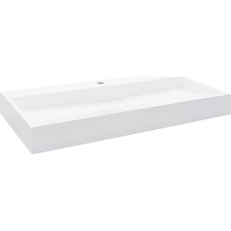 Lavabo 100x46x11 cm Fonte minérale/marbre Blanc