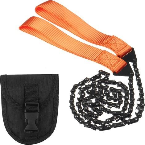 Scie à Main à Chaîne, Tronçonneuse de Survie, Tronçonneuse de Poche, Scie à Chaîne de Survie, Tronçonneuse Manuelle, Pocket Chainsaw, Avec Sac de Rangement, pour Voyages en Plein, Camping, Randonnée
