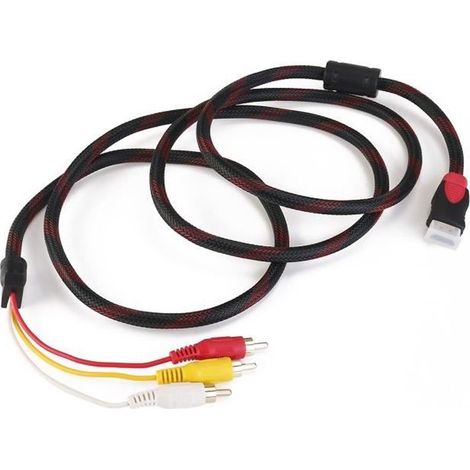 Câble de conversion HDMI vers 3-RCA - FOXNOVO - 1,5m - Connecteur plaqué or - PVC noir - HDTV 1080p (1/4)