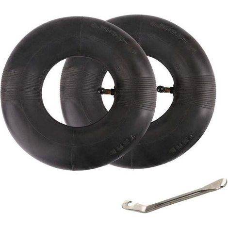 2 Pieces 4.10/3.50-4 Inner Tube with Tire Lever, Valve Stem for Wheelbarrow, Lawnmower, Stroller, Generator, Garden Cart (1/4)