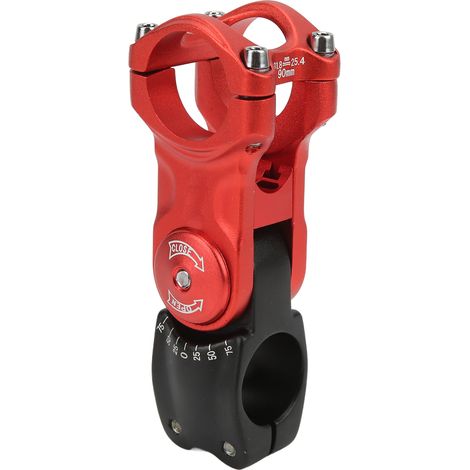 Verstellbarer Vorbau für Rennräder und Mountainbikes, CNC-gefräst, 31,8 x 90 mm Lenkerverlängerung, rot und schwarz (1/5)