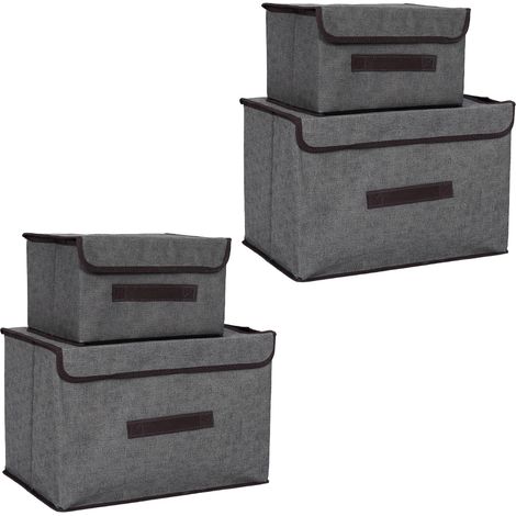 4 Pièces Boîte de Rangement Non Tissée Antipoussière Pliable 2 Grandes et 2 Petites pour Maison Gris (1/5)
