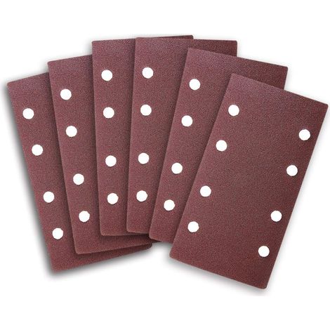 Lot de 10 feuilles de papier abrasif 93 x 185 mm, 8 trous, grain 600, pour ponceuse orbitale rectangulaire (1/5)