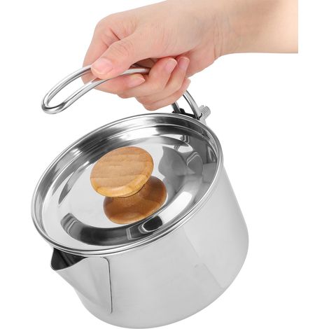 Bouilloire pliable portable en acier inoxydable pour café et thé, idéale pour les barbecues, le camping et les pique-niques en plein air. Parfaite pour les barbecues, le camping et les pique-niques. (1/5)