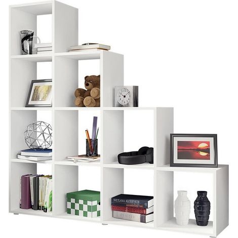 Estantería Lexicon I, Blanco, Abierta sin pared trasera, Aglomerado laminado, Número de puertas: 0, Número de cajones: 0, 142x139x33cm