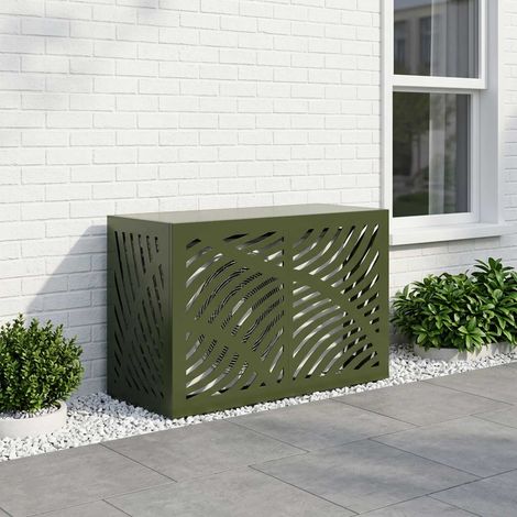 vidaXL Funda para Aire Acondicionado Verde oliva 90 x 40 x 60 cm Acero (1/5)