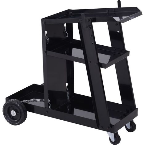 Schweißwagen mit 3 Ablagen, 71 x 39 x 70 cm – 50 kg Tragkraft, Gummiräder, Sicherheitsketten (1/5)