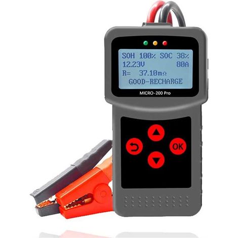 Testeur de charge de batterie Testeur de batterie de voiture Micro200 Pro 12V 40-2000CCA analyseur de batterie plomb Test de démarrage outil de Diagnostic de Test de charge(Asian-Metal Clip) (1/5)