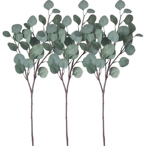 Guirlande Eucalyptus Artificielle - Feuilles Dollar Argent - Tiges Souples avec Fil Métallique - Décoration Intérieure - 3 Pièces (1/5)