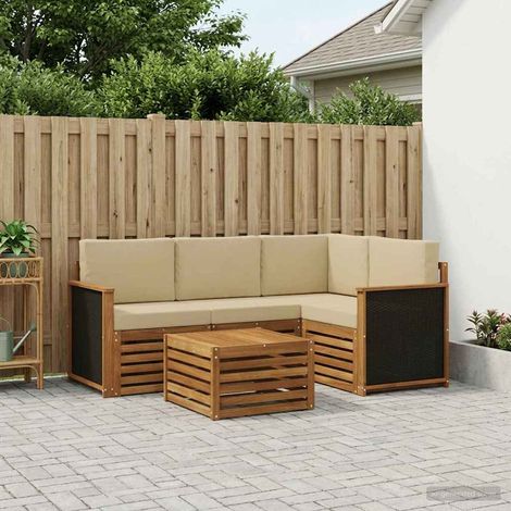 vidaXL Outdoor-Sofagarnitur 5 pcs Natur und Beige 59 x 59 x 37 cm (1/5)
