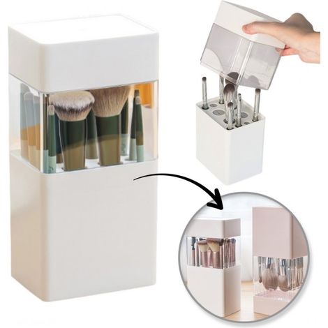 Organizador de brochas ECARLA, 12 unidades, contenedor de secado, 22 x 10,5 x 8 cm, blanco, CB71B (1/5)