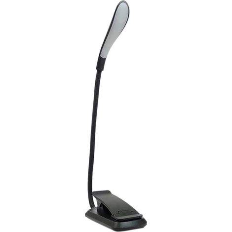 Lampe de Lecture LED à Pince Noire, USB Rechargeable, Col Cygne (1/5)