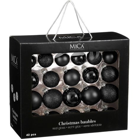 Mica Decorations Ensemble de boules de Noël Noir H7xl7xL7cm (1/5)