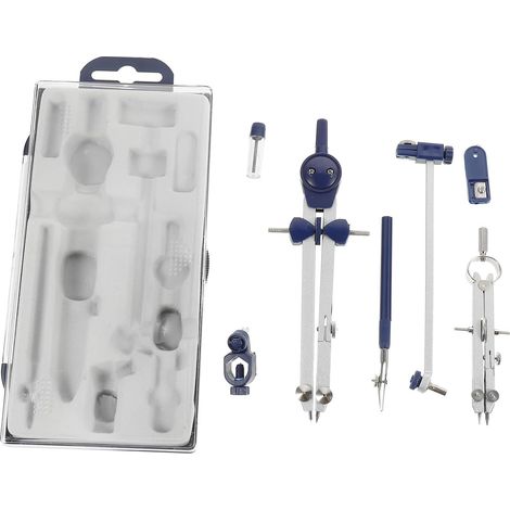 Coffret Compas à Dessin en Alliage de Zinc 7 Pièces, Outil de Dessin Multifonction Précis Étui Rigide pour Artistes et Designers (1/5)