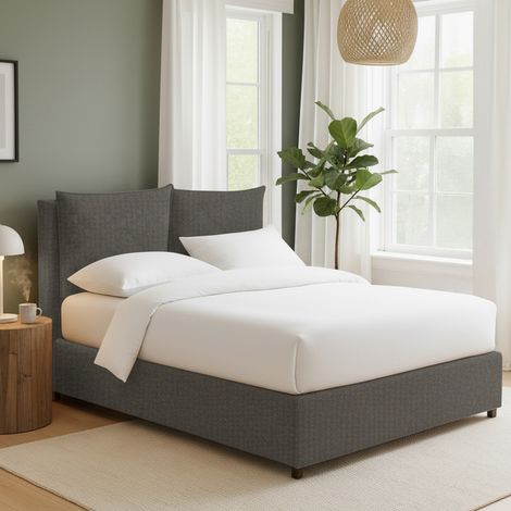 Letto Matrimoniale Liskeard, Sfoderabile, Contenitore Made in Italy, Grigio Tortora (1/5)