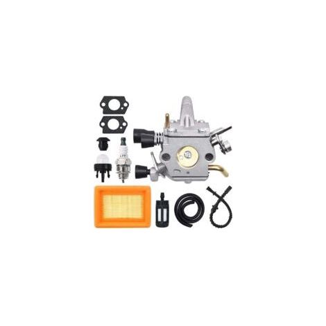 Vergaser für STIHL Rasenmäher FS120, FS200, FS250, FS300, FS350, FR350. JRISBO Zubehör für FS 250. Vergaser-Reparatursatz mit Luftfilter, Dichtung, Zündkerze und Anlasser.