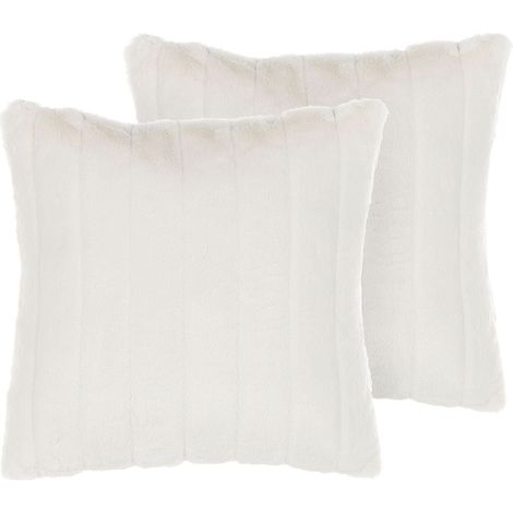 Dekokissen 2er Set PUMILA Webpelz 45 x 45 cm Weiß Ohne Muster