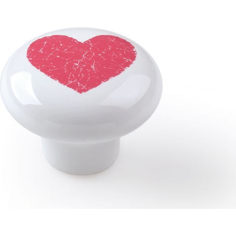 Boutons Porcelaine Cœur Rouge Boutons En Porcelaine Blanc 40mm, Motif Cœur Rouge, Lot De 10 - Reunion Industrial (1/3)