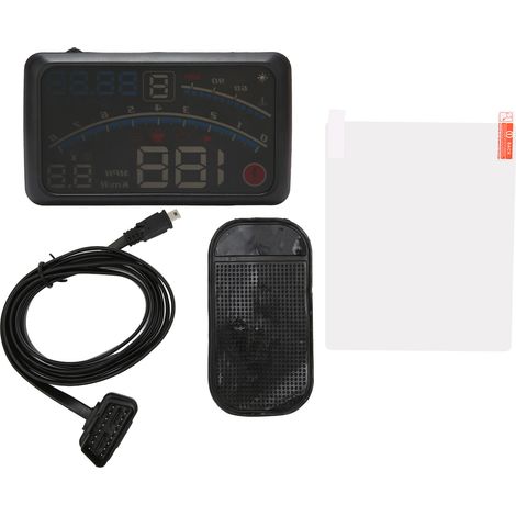 Écran HUD voiture 5,5 pouces multifonction projecteur pare-brise sécurité conduite pour véhicule OBDII (1/5)