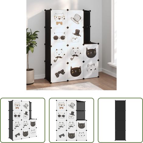 Rangement enfants -  Armoire de rangement pour enfants avec 10 cubes Noir PP (1/5)