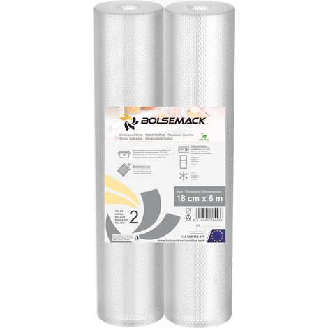 2 Rouleaux pour Appareil de Mise Sous Vide (18 cm x 6 mètres) Sacs Sous Vide Alimentaire (1/5)