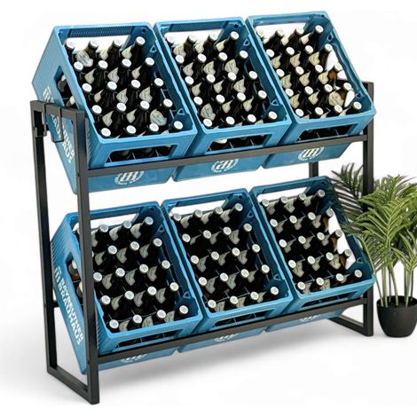 DanDiBo Getränkekistenregal 6 Kisten mit Gitter Haken 100 cm Metall 96598 Getränkeregal Kistenregal Getränkekistenhalter (1/5)