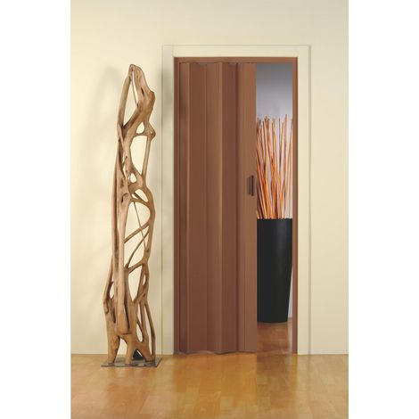 PORTA A SOFFIETTO EFFETTO LEGNO IN RILIEVO cm 84x215h - Col.  Noce